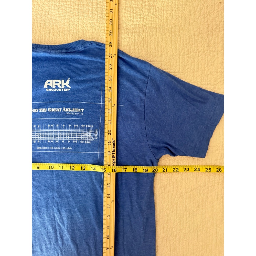 Ark Encounter Noah's Ark Blueprint Blue Graphic T Shirt Tultex Christian Tee - Picture 7 of 7